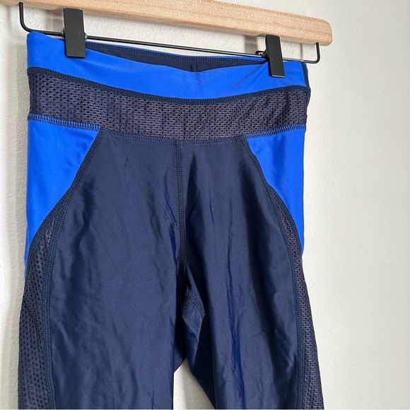 Athleta Trissential Crop Leggings & sports bra set Colorblock Blue/Peach - Picture 10 of 12